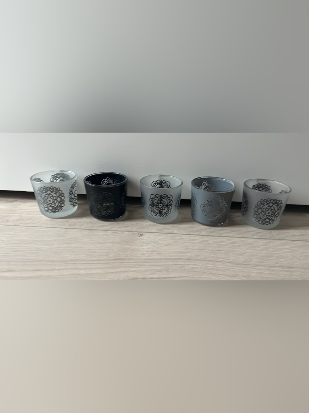 ⭐️ 2/$10 or 3/$15 - Decorative Frosted Glass Tealight Holder Gray, White & Black